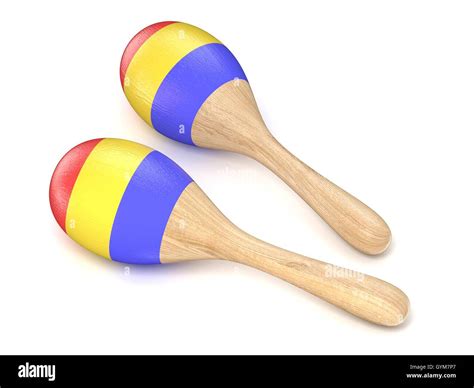 Wooden Toy Maracas 3d Render Illustration Isolated On White Background