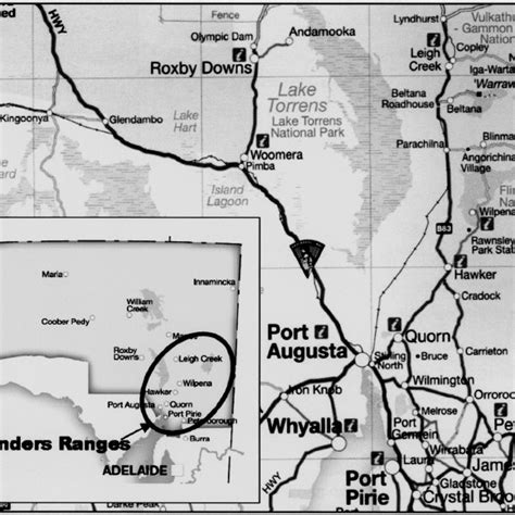 Map Of The Flinders Ranges Source Adapted From Flinders Ranges And
