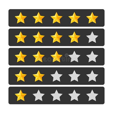 Set Of Ratings From One To Five Stars Stock Vector Illustration Of