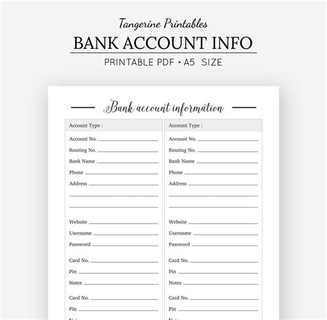 When attaching bank accounts to custom accounts, your platform needs to provide an in some countries, separate pieces of information—for example, the bank code and branch codes—must be. Bank Account Information A5 A4 US Letter Half Letter ...