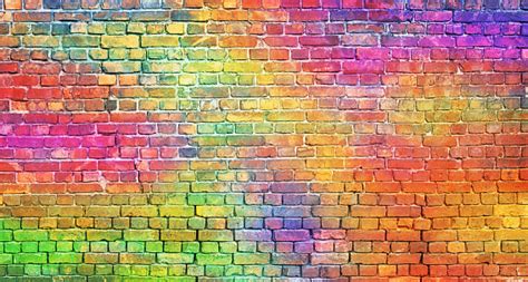Color Brick Wall Multicolored Masonry Rainbow Background Stock Photo