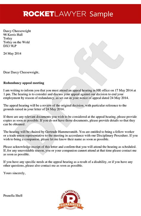 invitation   redundancy appeal meeting redundancy