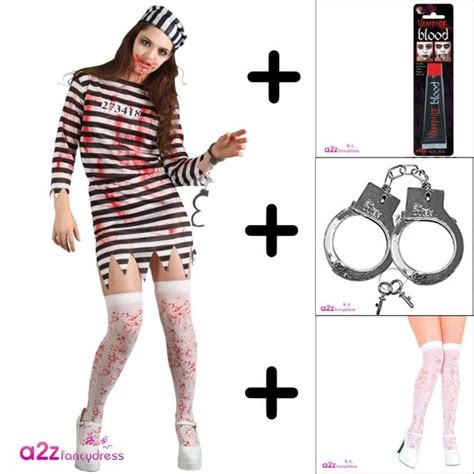 Zombie Convict Ladies Adult Costume Set 2 Costume Pull Ups