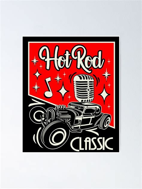 Póster 50s Rockabilly Sock Hop Dance Party Vintage Hotrod Classic Car