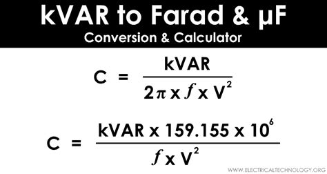 Calculadora De Kvar A Faradios Averigua Cómo Convertir Kvar A μ