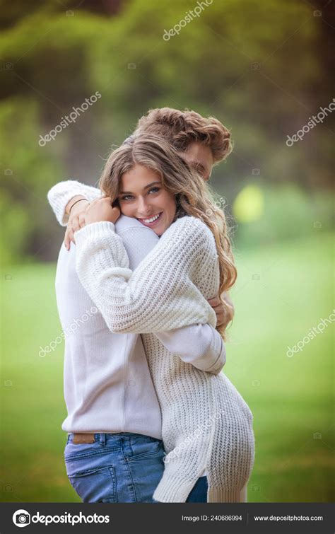 Happy Boyfriend Girlfriend Hugging Love Stock Photo By ©mandygodbehear