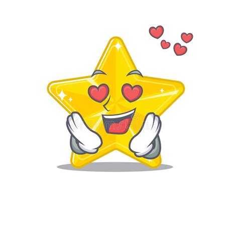 Cute Shiny Star Cartoon Character Has A Falling In Love Face Stock