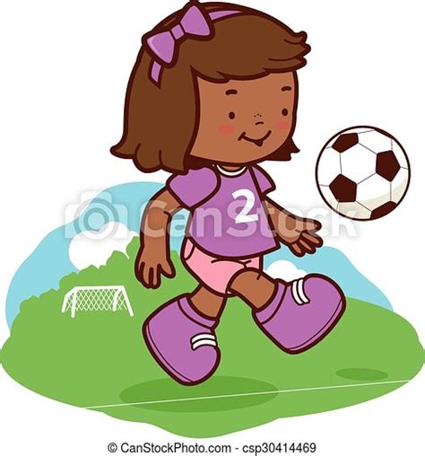 Girl Playing Soccer Vector Illustration Vector Illustration Of A Cute