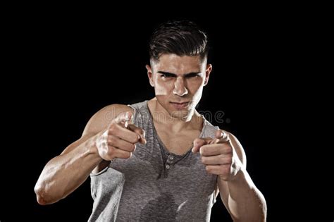 Young Attractive Sport Man Big Strong Athletic Body Pointing Join My