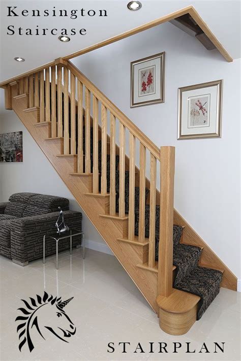 Kensington White Oak Cut String Staircase Wooden Staircase Railing