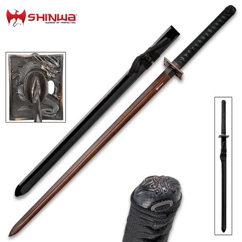 Shinwa Abyss Handmade Katana Samurai Sword Double Edged Hand Forged Black Damascus Steel