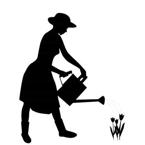 Silhouette Of A Gardening Illustrations Royalty Free Vector Graphics