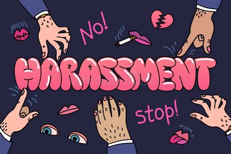 Sexual Harassment Concept Illustration With The Words Sexual Harassment And Mens Hands And