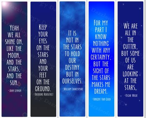 Printable Inspirational Star Quotes Bookmarks By Dazzleology 300