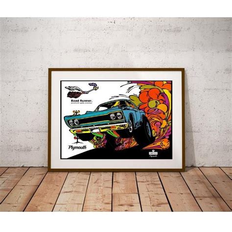 Plymouth Road Runner 1968 Poster Mopar Performance Muscle Car By