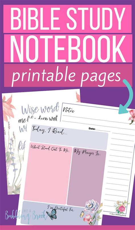 Bible Study Notebook Printable Pages Bubbling Brook Bible Study
