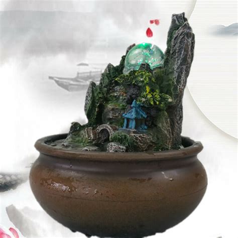 Desktop Waterfall Rockery Water Fountains Landscape Indoor Feng Shui