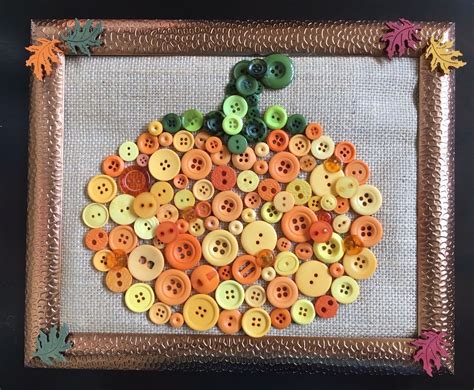 Easy Diy Pumpkin Button Art Button Crafts Crafts Fall Crafts