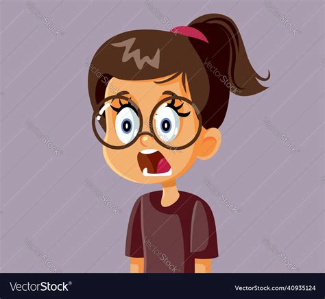 Astonished Little Girl Feeling Shocked Cartoon Vector Image