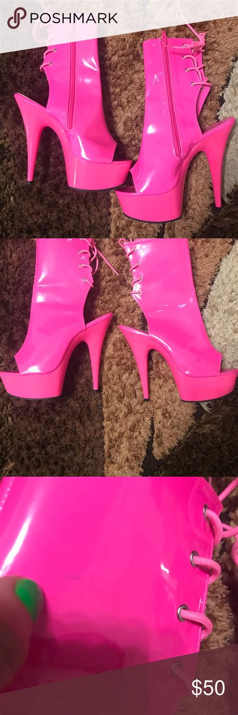 Pleaser Neon Pink Entertainer Shoe 8 Neon Pink Pleaser Shoes 6 Inch