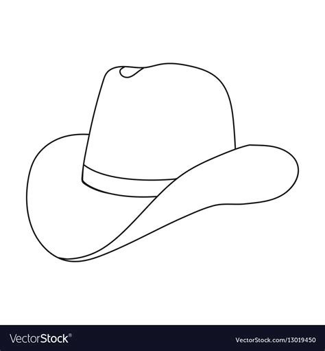 Cowboy Hat Icon In Outline Style Isolated On White