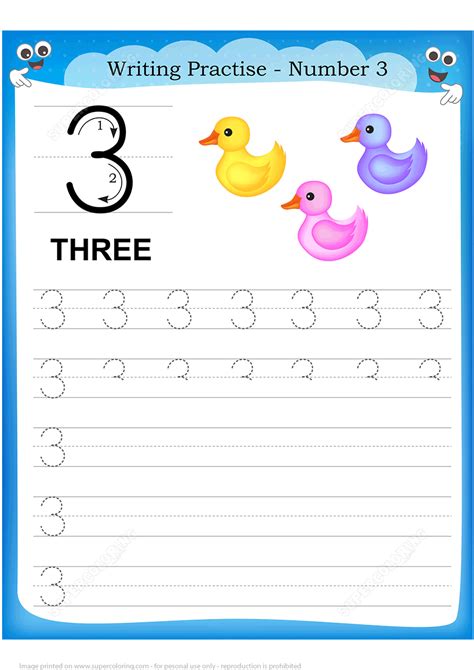 Write The Numbers From 3 To 6 Worksheet