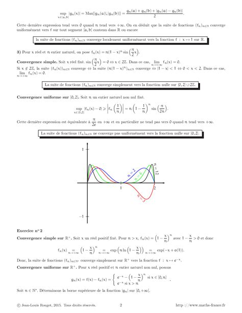 Corrigés Exercices Suites Et Séries De Fonctions Alloschool