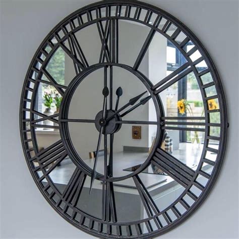 Iron Mirrored Wall Clock 106cm Annie Mos Mirror Wall Clock Large