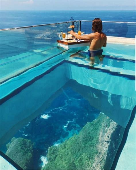 The Glass Bottomed Pool Peers Over The Edge Of A 500ft Cliff Drop Pool Beautiful Places In