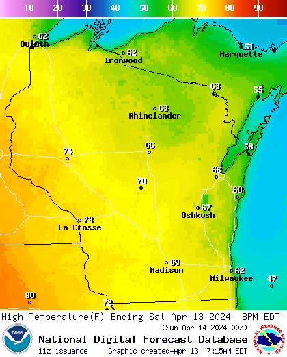 Noaa Graphical Forecast For Wisconsin