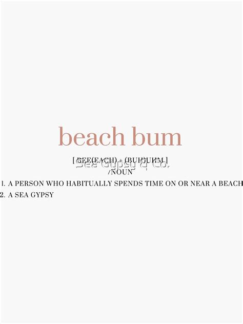 beach bum definition print sticker for sale by seagypsyandco redbubble