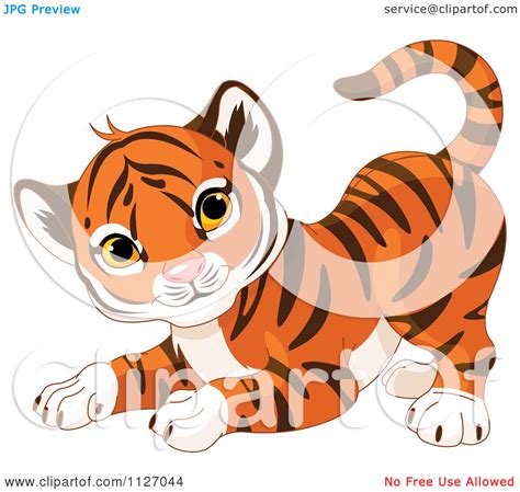 Cartoon Of A Frisky Tiger Cub In A Playful Stance