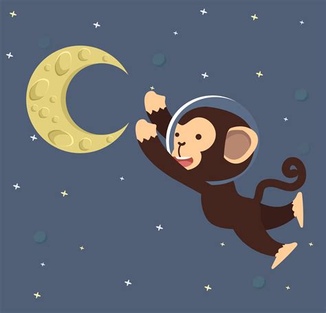 Monkey Astronaut With Moon In Space 660988 Vector Art At Vecteezy