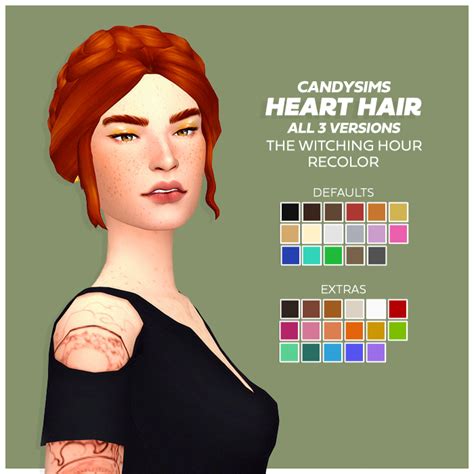 This Time I Recolored The 3 Versions Of Candysims4‘s Heart Hair In The