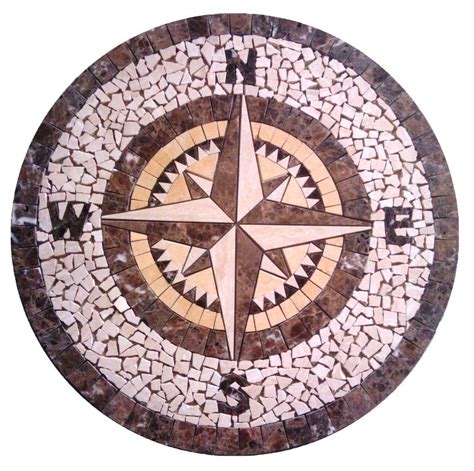 Floor Marble Medallion Compass Rose Tile Mosaic 32 Compass Rose