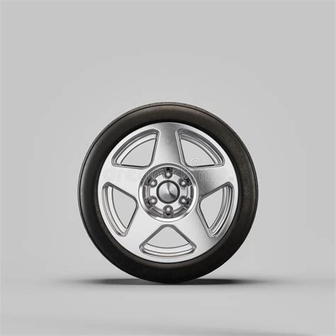 Car Wheel On White Background Isolated Car Tire With Shiny Rim From