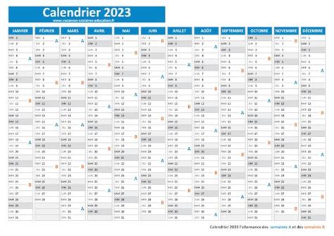 Semaine A Semaine B Calendrier Scolaire 2022 2023