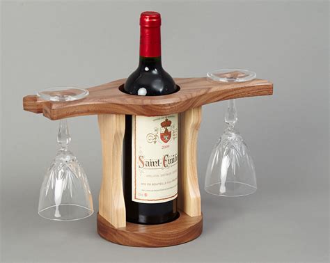 Wooden Wine And Glass Holder Beveledge