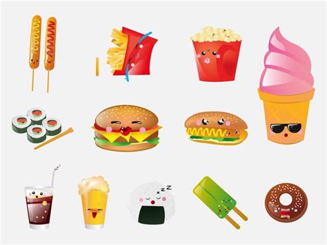 Fast Food Faces Cartoon Vectors Vector Free Download