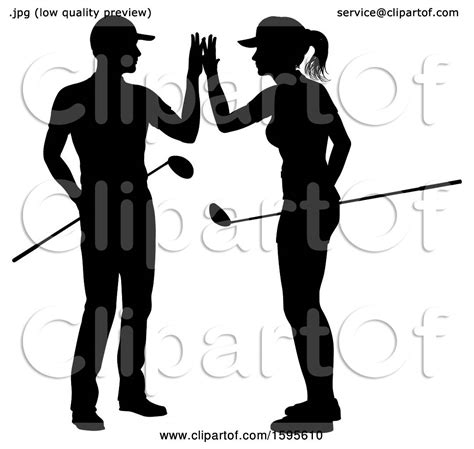 clipart of a silhouetted couple golfing royalty free vector illustration by