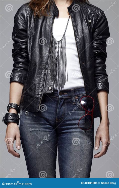 Female Styling With Accessories Rock Look Stock Photo Image Of