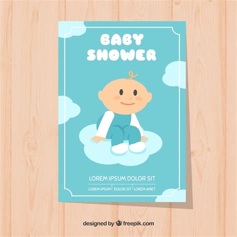 Free Vector Baby Shower Invitation With Cute Boy