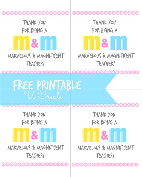 M&m Teacher Appreciation Free Printable