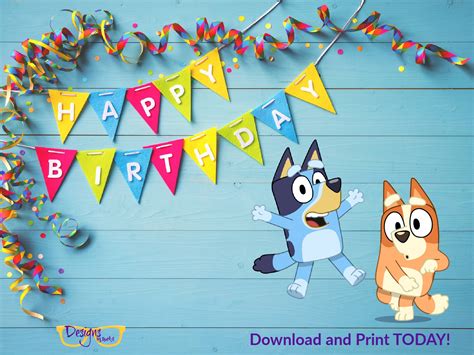 Easy To Print Bluey Birthday Banner Digital Banner Happy Etsy