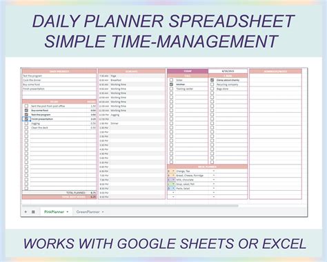 Daily Planner Sheet Time Management Working Hours Planner Etsy