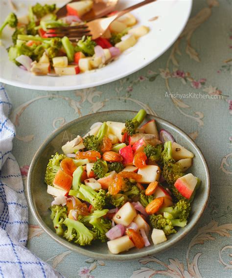 This fruit and vegetable salad can be made with your favourite apple though granny smith is probably overly sour. Easy apple broccoli salad | Vegan salad | Nutritious salad ...