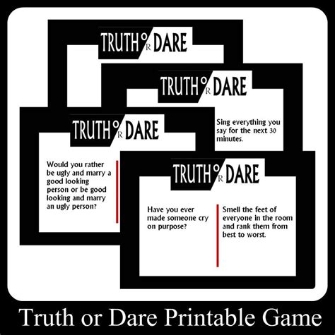 Fun Teen Truth Or Dare Printable Game Cards You No Longer Have To Hold