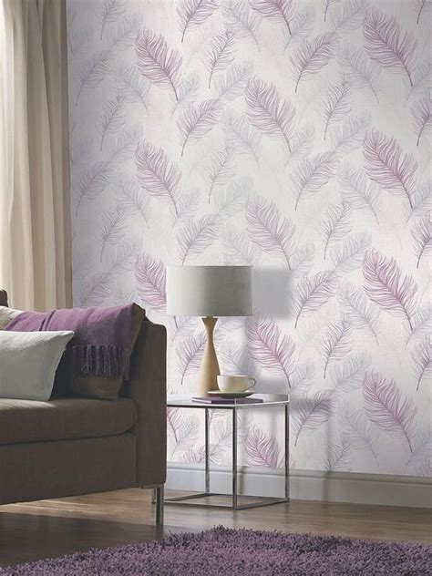 Whisper Wallpaper Lavender Feather Wallpaper Contemporary Home