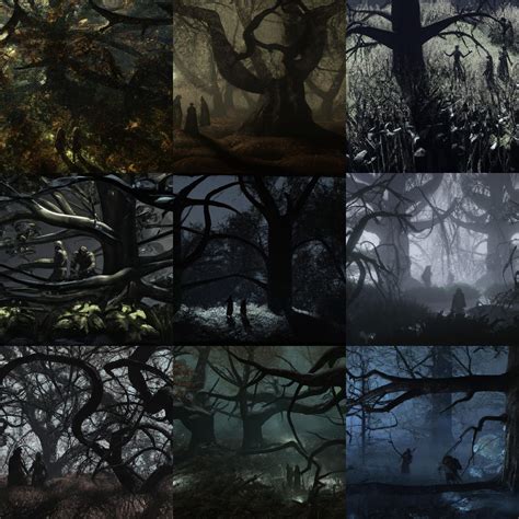 shadow figures lurking in the trees, sinister by Greg Rutkowski horror