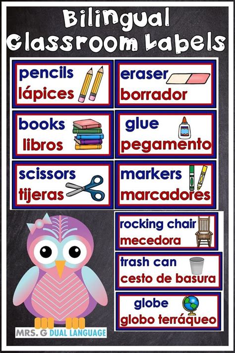 Spanish English Classroom Labels Printable
